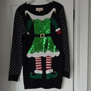 Poof! Black and Green Elf Sweater